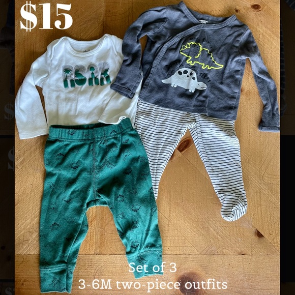 Baby boy casual dinosaur outfits - Set of 2 - Picture 1 of 1